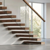 Langlebige Schwebende Treppen für Moderne Innenräume Wohnzimmer-Dekoration Unsichtbare Holz-Einwangen-Treppe