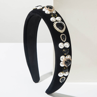 Serre-tête de luxe en velours baroque noué, orné de cristaux et strass exquis, accessoire capillaire glamour pour banquets