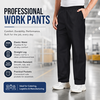 Pantalon de travail pour homme à taille élastique, antibactérien, coupe droite, quatre couleurs unies, personnalisable pour le personnel de la restauration, de la logistique et des usines