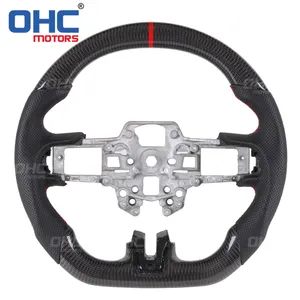 Volante de fibra de carbono real compatible con 2015 2016 2018 2019 2020 2021 2022 Ford Mustang OHC Motors