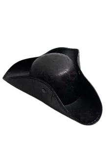 Cappello da Pirata HLC Personalizzato con Bordo Dorato per Halloween, Cappello Tricorno in Pelle dei Caraibi, Decorazione per Feste e Carnevale - Product Image 5