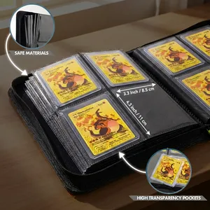 <span class=keywords><strong>Classeur</strong></span> de cartes à collectionner haut de gamme bleu imperméable personnalisé à 4 pochettes pour le rangement de cartes TCG - Product Image 4
