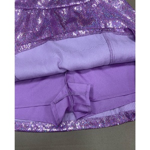 OEM su misura donna scintillante <span class=keywords><strong>gonna</strong></span> piena di paillettes <span class=keywords><strong>con</strong></span> Zip a vita alta Glitter viola gonne corte a pieghe Sexy <span class=keywords><strong>con</strong></span> pantaloncini interni - Product Image 5