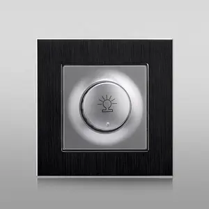 Standard Wall Light Electrical Switch 1 Gang Dimmer 500W light dimmer switch with Metal Aluminum Plate Cover