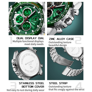 Montre à quartz pour homme SANDA 5105, vente chaude, grand cadran, double affichage, lumineuse, décontractée, sportive, pour étudiants, avec bracelet en silicone - Product Image 4