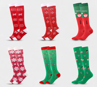 Chaussettes de compression tricotées pour jeunes, hiver, Noël, 15-20 mmHg, à compression graduée, pour hommes et femmes, pour les fêtes