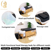 Fauteuil de lavage Chuque pour salon de coiffure, chaise de lavage en cuir PU et bois pour salon de beauté et barbier, mobilier de salon