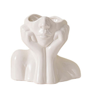 欧式大人脸雕塑摆件女性身体艺术装饰陶瓷室内桌面干花花瓶 - Product Image 6