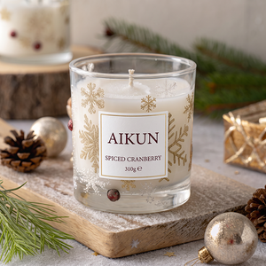 AIKUN Customized Cards Premium Christmas Glass Scented <b>Candle</b> Handmade Soy Wax Natural Eco Friendly Glass Jar <b>Candle</b> for Gift - Product Image 1