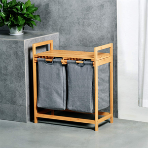 Canastas de Almacenamiento de Ropa de Bambú Modernas y Sostenibles al por Mayor, con Doble Compartimento y Asas, para Organización de Lavandería, 29X25 - Product Image 6