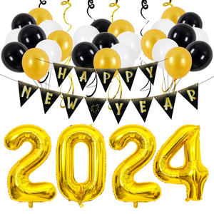 2024 Año Nuevo Globo decoración <span class=keywords><strong>Boom</strong></span> bola escena fiesta decoración arreglo Feliz Año Nuevo globo de película de aluminio de látex redondo - Product Image 2