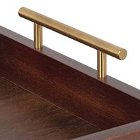 Plateau en bois décoratif brun noyer foncé Lipton avec poignées en métal doré pour l'artisanat du bois Boîtes en bois Signes muraux