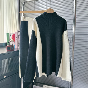 Primavera autunno abito Casual alla moda da <span class=keywords><strong>donna</strong></span> a <span class=keywords><strong>maglia</strong></span> pantaloni larghi lunghi Top due pezzi maglione largo Fit - Product Image 6