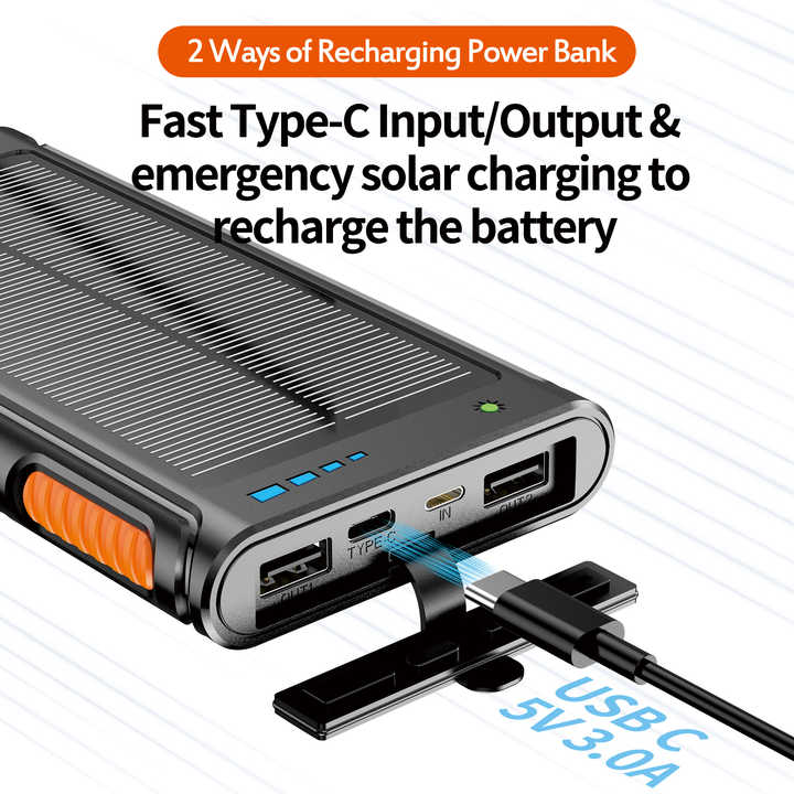 Solar Power Bank with Wireless Charging Portable Waterproof ...
