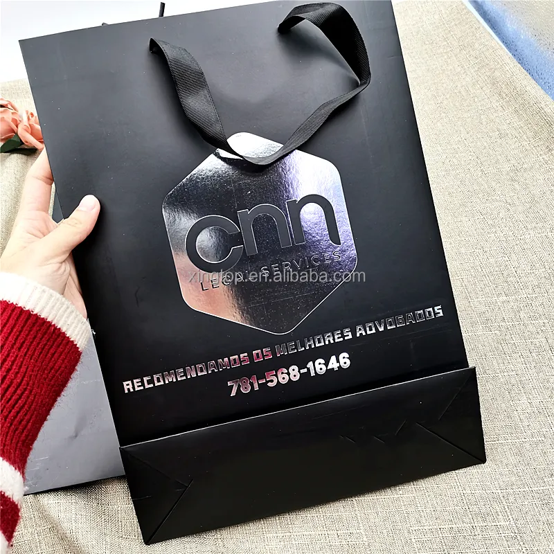 속옷 의류 상자에 대 한 검은 손잡이와 럭셔리 도매 맞춤형 로고 부티크 흰색 종이 가방