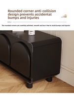 Ensemble de meubles de salon modernes de luxe léger, style rétro français noir, meuble TV et table basse aux coins arrondis, pour petits appartements