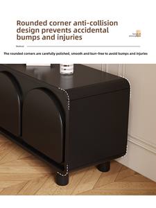Ensemble de meubles de salon modernes de luxe léger, style rétro français noir, meuble <span class=keywords><strong>TV</strong></span> et table basse aux coins arrondis, pour petits appartements - Product Image 3