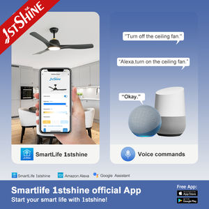 1stshine LED Ventilador de techo Rústico 220V Ahorro de energía 6 velocidades Negro 52 pulgadas Ventilador de techo con aspas de plástico - Product Image 6