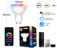 Foco LED Inteligente con Sensor, CA 110V/220V, RGBCW, 5W/7W/9W, MR16, GU10, Control Remoto, Wi-Fi, Regulable, Compatible con Tuya y Alexa, Cristal