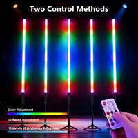 Lampu LED RGB Tube Bar 2-Pack 5W 90cm (3Ft) dengan Remote Control 2.4G, Baterai 5000mAh, dan Stand untuk Fotografi & Tari