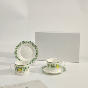 Hot Selling Luxury Lemon Patterned Bone China <b>Cups</b> and <b>Saucers</b> - Product Image 1