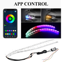 Luz LED RGB de cristal para circulación diurna, flexible, impermeable, con señal de giro secuencial, luz oculta para faro de coche, modificación DRL