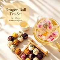 Lot de 8 boules de fleurs séchées naturelles de 5g, thé en fleurs, boîte en tube de verre, cadeau de mariage, décoration de fête
