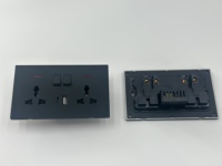 Precio de fabricante, gran oferta, enchufe universal doble de 3 pines con interruptor eléctrico de pared negro, estándar del Reino Unido, con puerto A+TYPE C