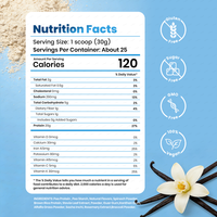 LIFEWORTH 50 + Superfood Vegan Poudre de protéines à base de plantes Vanille Faible teneur nette en glucides Supplément