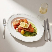 DianTong Assiette Ovale à Poisson en Porcelaine Blanche Personnalisée de 20/25/30 cm pour Vaisselle de Restaurant, Plats de Service d'Hôtel en Céramique