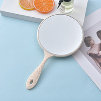Miroir à poignée ronde à motif rétro Miroir de beauté portable pour voyage Outils de maquillage pour salon de beauté Miroir cadeau commercial