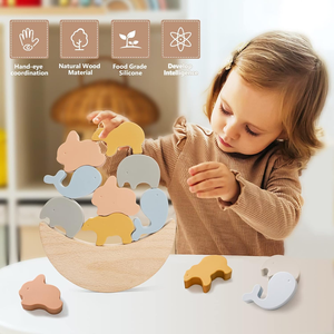 Montessori Holz spielzeug für Babys terne <span class=keywords><strong>Moon</strong></span> Balance Blocks Brettspiele Lernspiel zeug Kinder Stapeln von High Blocks Constructor - Product Image 6