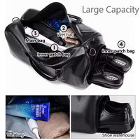 Sac de voyage de week-end pour homme en cuir PU, grande capacité, imperméable, avec fermeture éclair, poche pour vêtements mouillés, logo personnalisé, portable