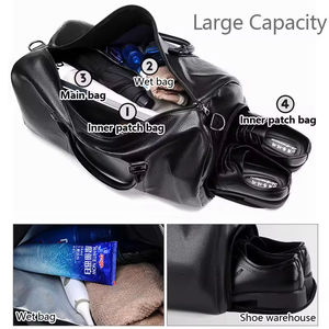 <span class=keywords><strong>Sac</strong></span> <span class=keywords><strong>de</strong></span> voyage <span class=keywords><strong>de</strong></span> week-end pour <span class=keywords><strong>homme</strong></span> en cuir PU, grande capacité, imperméable, avec fermeture éclair, poche pour vêtements mouillés, logo personnalisé, portable - Product Image 3