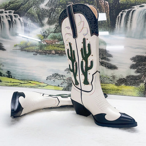 Bottes de cowgirl en cuir pour fille, hauteur genou, classiques, pour la marche quotidienne semi-formelle, en cuir premium, scintillantes - Product Image 4
