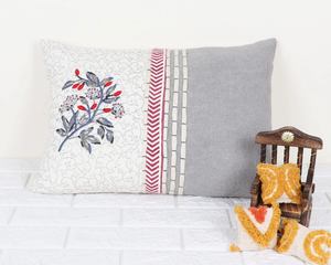 Printed Boho Tufted Gray and <b>White</b> Striped Square 100% Cotton <b>Cushion</b> Cover Case for Sofa Bedroom Living Room Home Decor - Product Image 1
