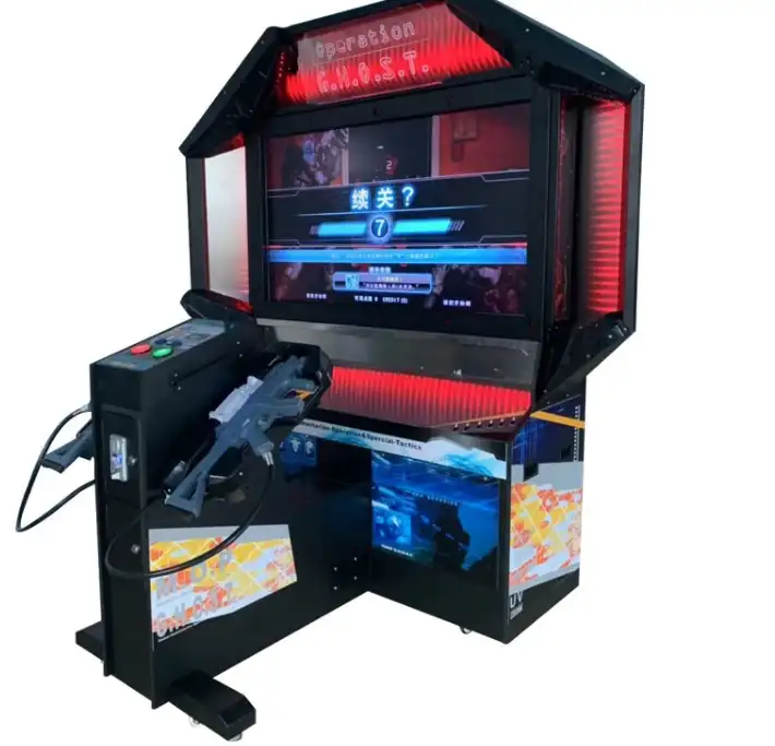 Funzone pistola de jogo de tiro de moedas, máquina de jogo de vídeo de arcade, simulador de jogador duplo, operação fantasma