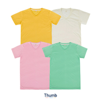 T-shirt en jersey 100 % polyester à col en V, manches courtes, séchage rapide, écologique, infroissable, respirant, 180 grammes, uni, décontracté