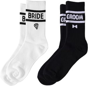 Funny Bridal Couple <strong>Socks</strong> <strong>Bride</strong> Groom Matching Set Novelty Wedding Party Gift with Diamond Bow Tie Pattern Cute Engagement <strong>Socks</strong> - Product Image 1
