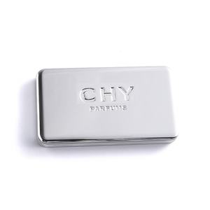 Brand Small Rectangle Silver Metal Debossed Magnetic Rotating Portable Vanity Mirror with Logo - Product Image 3