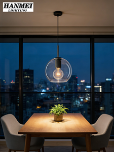 Modern Minimalist Style Single Head Pendant <b>Light</b> Luxury Metal Bedside Glass Ball Design Small E26 Bulb for Bedrooms HM-HR-056 M - Product Image 3