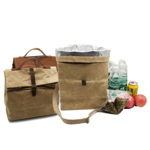 Bolsas de hielo térmicas con aislamiento reciclado para adultos, bolsas de almuerzo de lona encerada plegables, Panel Solar impermeable personalizado - Product Image 2