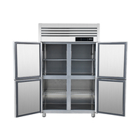 Congélateur vertical commercial à 4 portes, double température, pour viande congelée, en acier inoxydable, pour cuisine, congélation rapide