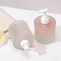 Flacon pompe en verre à épaule plate et base lourde de 300 ml pour après-shampoing, shampoing, savon pour les mains, gel douche, lotion