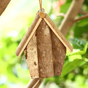 Nhà chim treo bằng gỗ tự nhiên để trang trí sân vườn trong nhà ngoài trời, nhà cho chim hoang, nơi trú ẩn, vật tư - Product Image 5