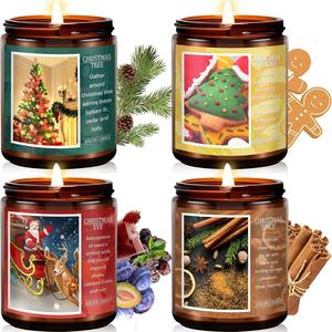 Juego de velas perfumadas naturales de cera de soja 100% vaso de cristal de Navidad al por mayor - Product Image 1