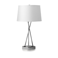 Lampe de bureau personnalisée à prix compétitif lampe de table d'hôtel en nickel brossé blanc pour hôtel lampe de chevet et de lecture avec abat-jour en lin vente en gros
