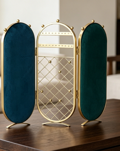 Nouveau design Présentoir à bijoux en velours bleu avec buste pliable - Product Image 6
