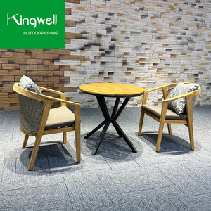 Chất lượng tốt nhất ngoài trời Vườn Patio Gỗ Tếch ăn uống đặt vòng Bàn và ghế dệt với PE mây cho khách sạn - Product Image 3