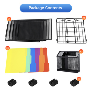 Organizador de escritorio de metal negro de 5 niveles con 6 carpetas de archivos de plástico de colores y portalápices 5to paquete adicional para uso en la oficina - Product Image 6